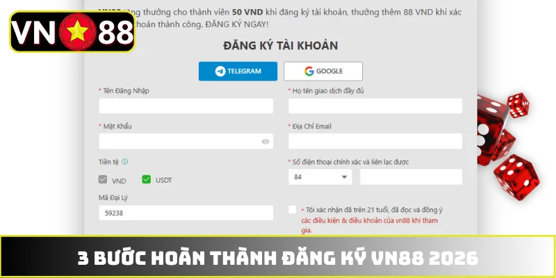 Thông tin biểu mẫu đăng ký VN88